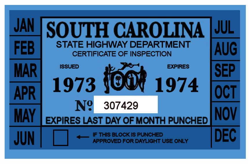 (image for) 1973-74 South Carolina Inspection Sticker